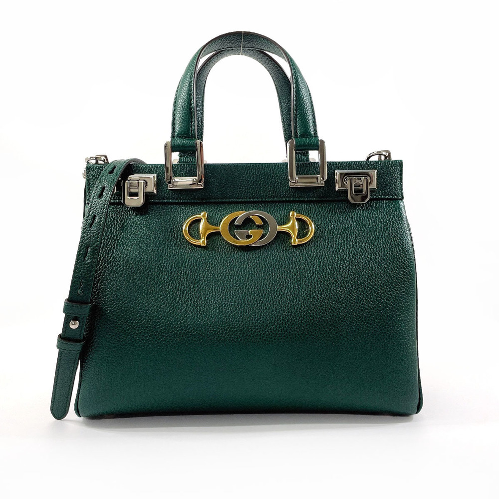 GUCCI Zumi Small Handbag Leather Green